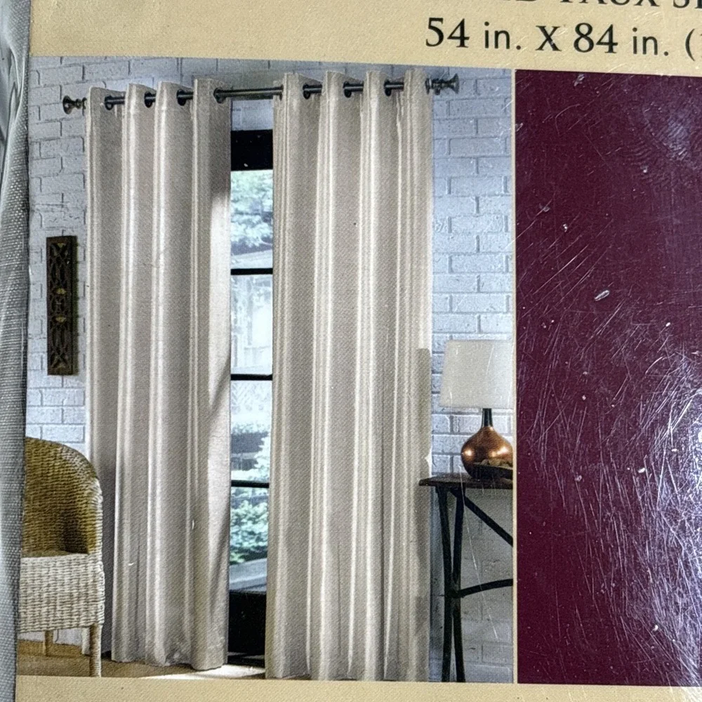 Sterling Faux Silk Panel Grommets‎ Window Curtain Lined Taupe 54 x 84